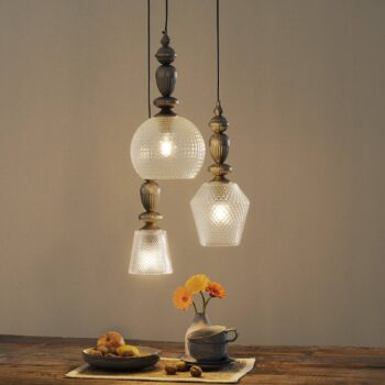 Troj-plameňová sklenená závesná lampa Talisa
