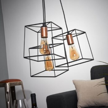 Troj-plameňová závesná lampa Agatha vintage vzhľad