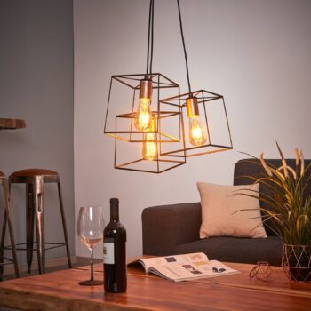 Troj-plameňová závesná lampa Agatha vintage vzhľad