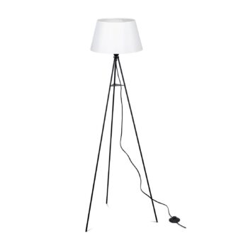 Trojnožková stojacia lampa ELC Elsika, látkové tienidlo, biela