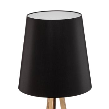 Trojnožková stojacia lampa Quitani Jata, drevo chintz, čierna
