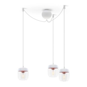 UMAGE Acorn závesná lampa 3-pl. biela/meď