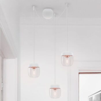 UMAGE Acorn závesná lampa 3-pl. biela/meď