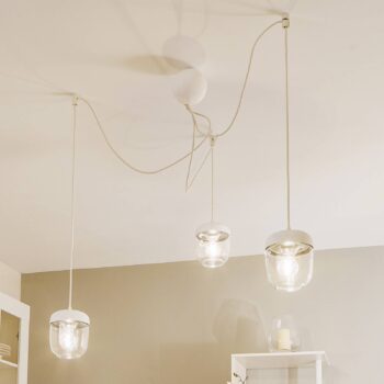 UMAGE Acorn závesná lampa 3-pl. biela/oceľ