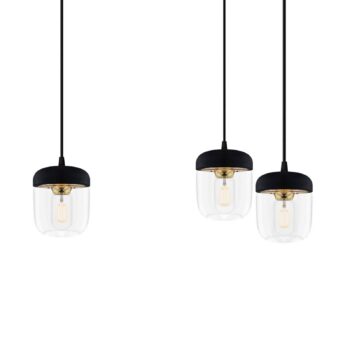 UMAGE Acorn závesná lampa 3-pl. čierna/mosadz