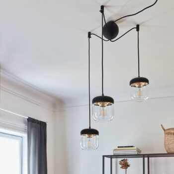 UMAGE Acorn závesná lampa 3-pl. čierna/mosadz