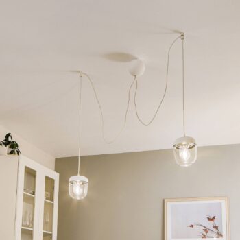 UMAGE Acorn závesná lampa biela/oceľ, dve svetlá