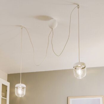 UMAGE Acorn závesná lampa biela/oceľ, dve svetlá