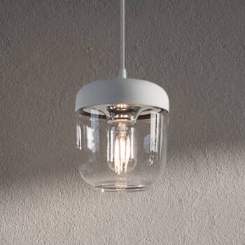 UMAGE Acorn závesná lampa biela/oceľ, jedno svetlo