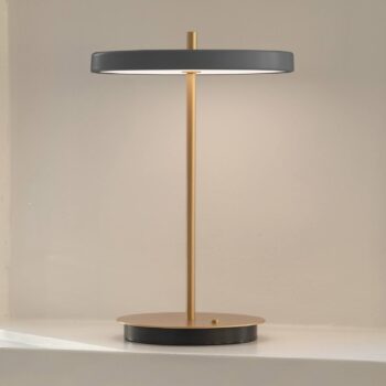 UMAGE LED dobíjacia stolová lampa Asteria Move antracit/mosadz 31cm