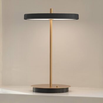 UMAGE LED dobíjacia stolová lampa Asteria Move čierna/mosadz 31 cm