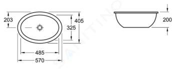 VILLEROY & BOCH - Loop&Friends Vstavané umývadlo, 485x325 mm, bez prepadu, biela 61612101
