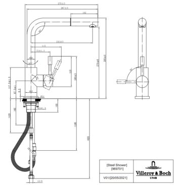 VILLEROY & BOCH VILLEROY & BOCH - Drezová batéria Steel Shower Antracit 96970105