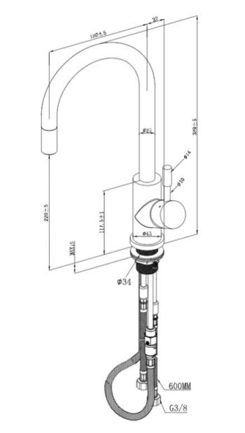 VILLEROY & BOCH VILLEROY & BOCH - Drezová batéria Umbrella Flex Nerez, leštený 925400LE