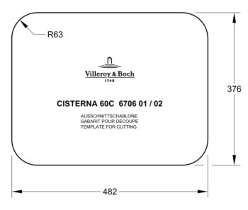 VILLEROY & BOCH VILLEROY & BOCH - Keramický drez Cisterna 60C chromit podstavný 550 x 440 bez excentra 670601J0