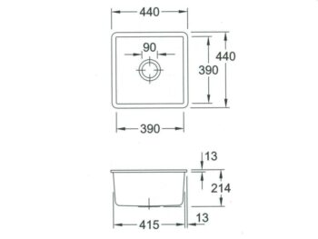 VILLEROY & BOCH VILLEROY & BOCH - Keramický drez Subway 50 SU chromit podstavný 440 x 440 bez excentra 332501J0