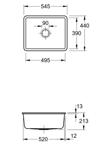 VILLEROY & BOCH VILLEROY & BOCH - Keramický drez Subway 60 SU Graphit podstavný 545 x 440 bez excentra 331001i4