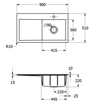 VILLEROY & BOCH VILLEROY & BOCH - Keramický drez Subway Style 50 White alpín nadstavný 900 x 510 bez excentru 335101R1
