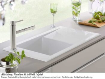 VILLEROY & BOCH VILLEROY & BOCH - Keramický drez Timeline 50 White alpin nástavný 900 x 510 bez excentra 330701R1