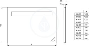 VÝPRODEJ - Strada Zrkadlo s osvetlením 600 mm (26 Watt žiarivka T5), neutrálne K2476BHVYP