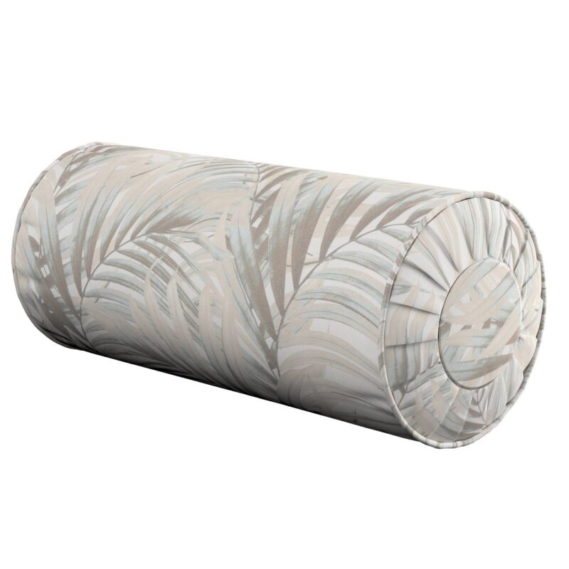 Valček so záložkami, béžové a krémové palmové listy na bielom pozadí , Ø 20 x 50 cm, Gardenia, 142-14 Valček so záložkami, béžové a krémové palmové listy na bielom pozadí , Ø 20 x 50 cm, Gardenia, 142-14