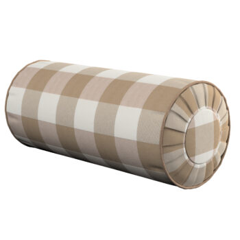 Valček so záložkami, béžovo-biele veľké káro, Ø 20 x 50 cm, Quadro, 136-08