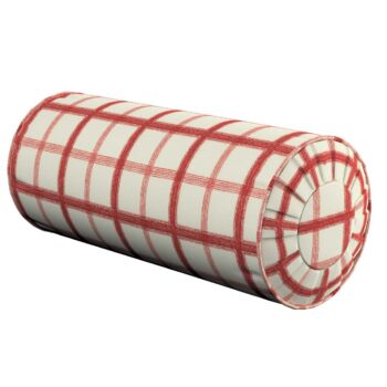 Valček so záložkami, bordové káro na svetlobéžovom podklade, Ø 20 x 50 cm, Avinon, 131-15
