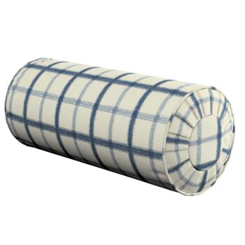 Valček so záložkami, modré káro na svetlobéžoom podklade, Ø 20 x 50 cm, Avinon, 131-66