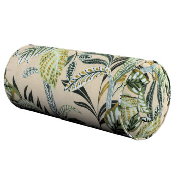 Valček so záložkami, olivovozelené kvety na ľanovom podklade, Ø 20 x 50 cm, Tropical Island, 142-96