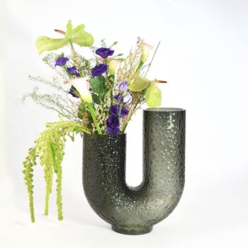 Váza AYTM Arura, čierna, výška 40 cm, šírka 34 cm, sklo