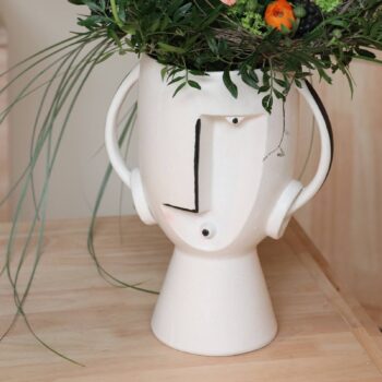 Váza KARE Face Pot, výška 30 cm, glazovaná kamenina, maľovaná