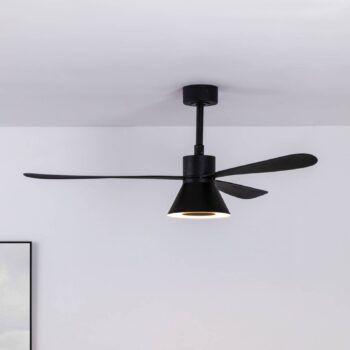 Ventilátor Amelia Cone, LED svietidlo, čierna