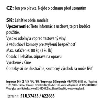 Vetro-Plus Nafukovacie ležadlo Pantofle, 165 x 70 cm