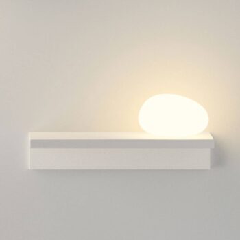 Vibia LED nástenné svetlo Suite, kameň vpravo, biela, 14 cm