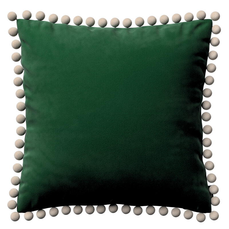Viera s brmbolcami, Grøn, 45 x 45 cm, Velvet, 704-13 Viera s brmbolcami, Grøn, 45 x 45 cm, Velvet, 704-13