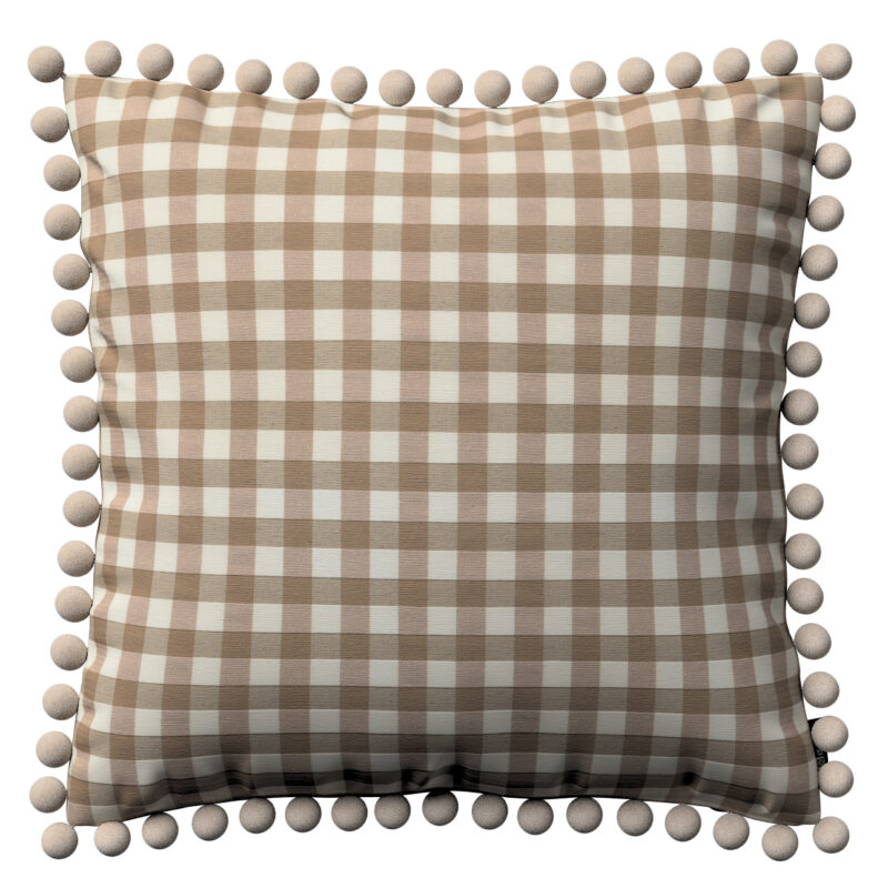 Viera s brmbolcami, béžovo-biele káro, 45 x 45 cm, Quadro, 136-06 Viera s brmbolcami, béžovo-biele káro, 45 x 45 cm, Quadro, 136-06