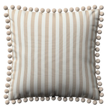 Viera s brmbolcami, béžovo-biele prúžky, 45 x 45 cm, Quadro, 136-07