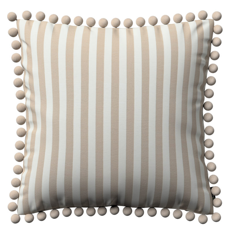 Viera s brmbolcami, béžovo-biele prúžky, 45 x 45 cm, Quadro, 136-07 Viera s brmbolcami, béžovo-biele prúžky, 45 x 45 cm, Quadro, 136-07