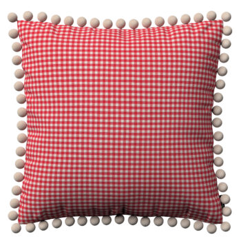Viera s brmbolcami, červeno-biele malé káro, 45 x 45 cm, Quadro, 136-15