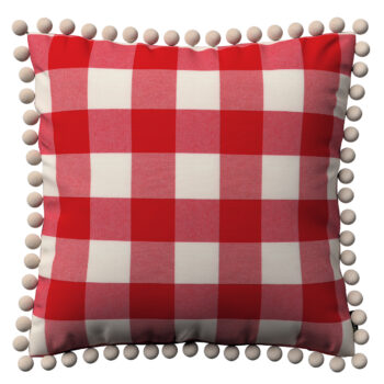 Viera s brmbolcami, červeno-biele veľké káro, 45 x 45 cm, Quadro, 136-18