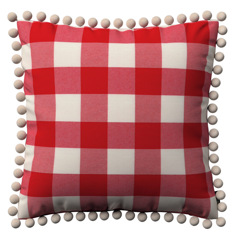 Viera s brmbolcami, červeno-biele veľké káro, 45 x 45 cm, Quadro, 136-18 Viera s brmbolcami, červeno-biele veľké káro, 45 x 45 cm, Quadro, 136-18