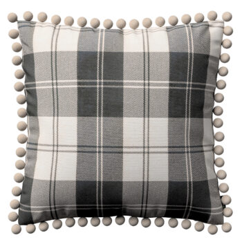 Viera s brmbolcami, čierno - biele káro, 45 x 45 cm, Edinburg, 115-74