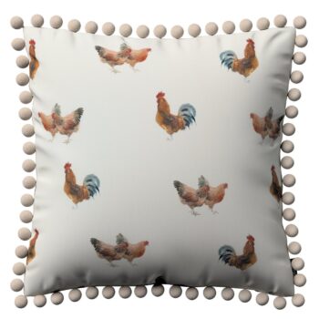 Viera s brmbolcami, hnedé kohúty na krémovom podklade, 45 x 45 cm, Flowers, 141-80