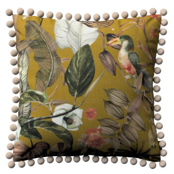 Viera s brmbolcami, kvety na horčicovom podklade, 45 x 45 cm, Abigail, 143-09