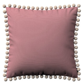 Viera s brmbolcami, matná ružová, 45 x 45 cm, Cotton Panama, 702-43