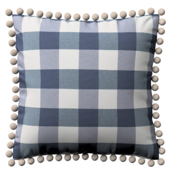 Viera s brmbolcami, modro - biele veľké káro, 45 x 45 cm, Quadro, 136-03