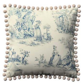 Viera s brmbolcami, modrý vzor na svetlobéžovom podklade, 45 x 45 cm, Avinon, 132-66