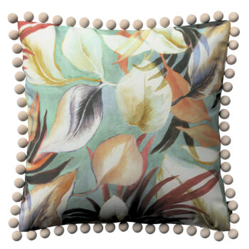 Viera s brmbolcami, oranžovo-gaštanovo-žlté listy na pozadí mäty, 45 x 45 cm, Abigail, 143-61