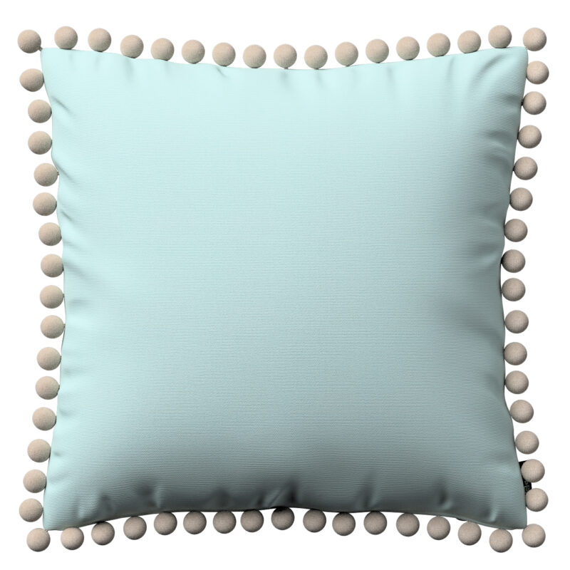 Viera s brmbolcami, pastelovo belasá, 45 x 45 cm, Cotton Panama, 702-10 Viera s brmbolcami, pastelovo belasá, 45 x 45 cm, Cotton Panama, 702-10