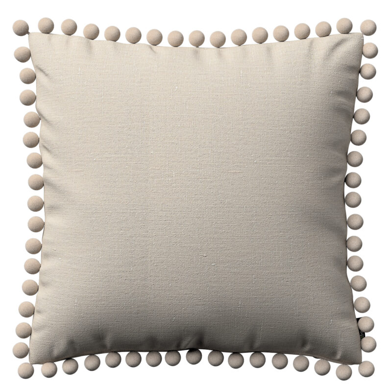 Viera s brmbolcami, prírodný ľan, 45 x 45 cm, Linen, 392-05 Viera s brmbolcami, prírodný ľan, 45 x 45 cm, Linen, 392-05